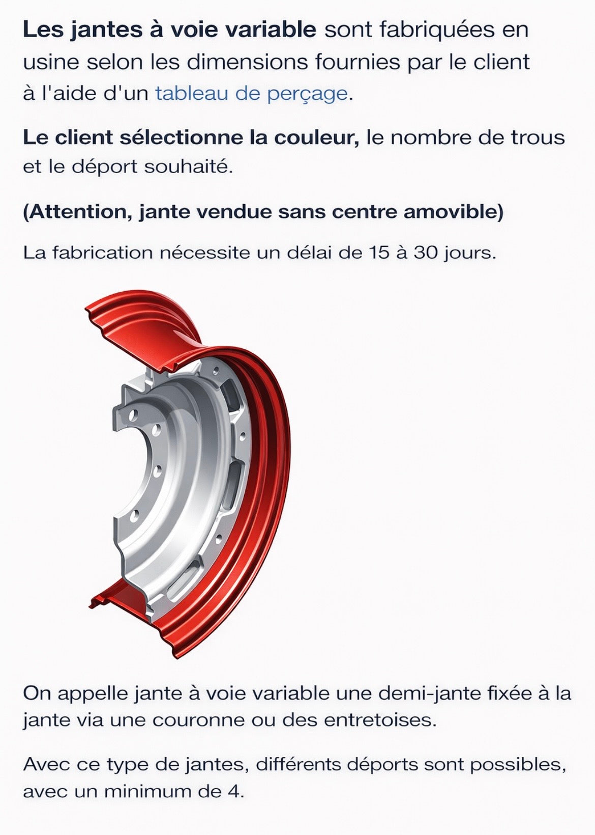 JANTE W 7 X 28 VOILE VARIABLE 5 POUR TOUTE COMMANDE - ( Pour toute commande, nous vous remercions de bien vouloir vous référer à la photo ci-jointe afin de mentionner les références nécessaires)
